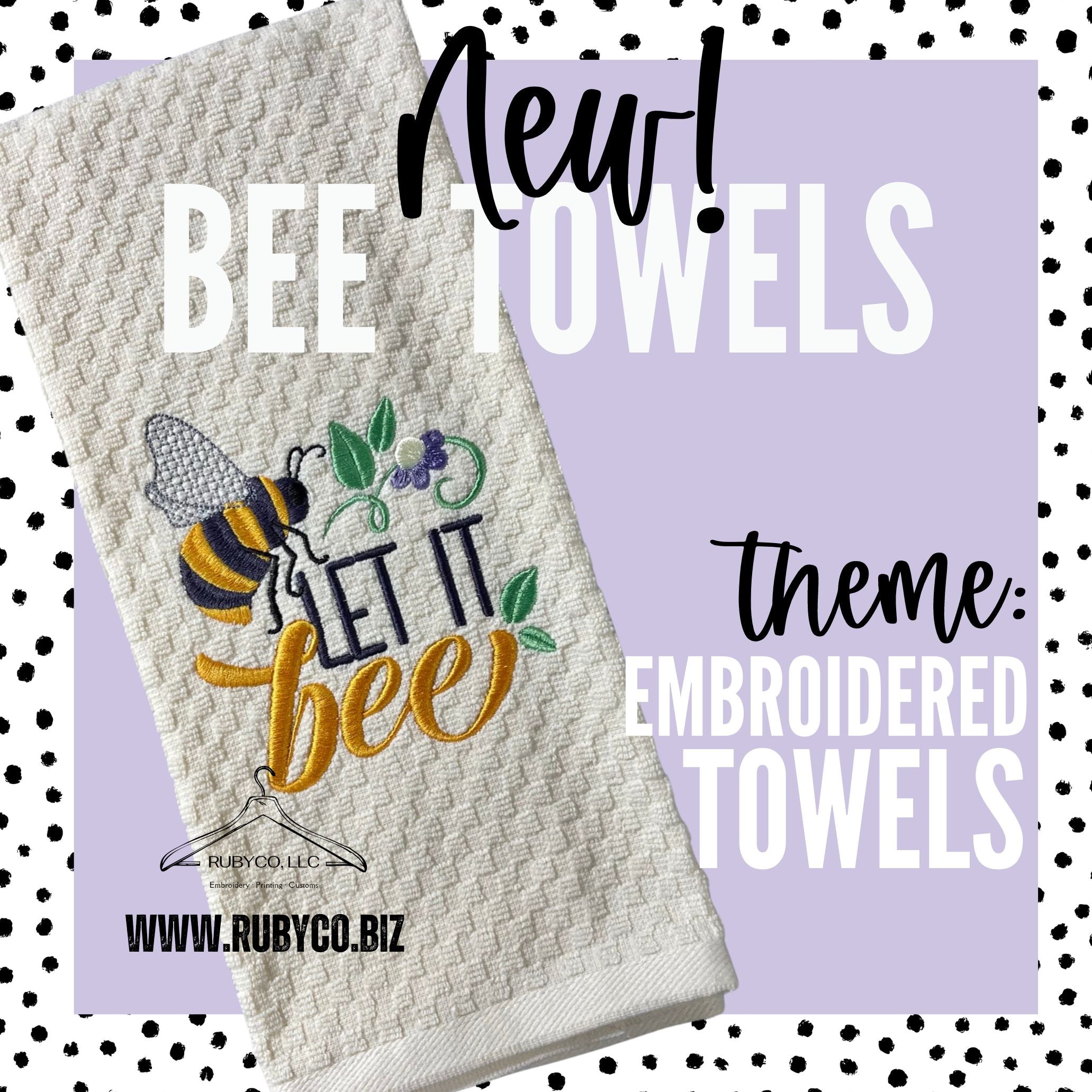 Bee Happy Embroidered Kitchen Towels