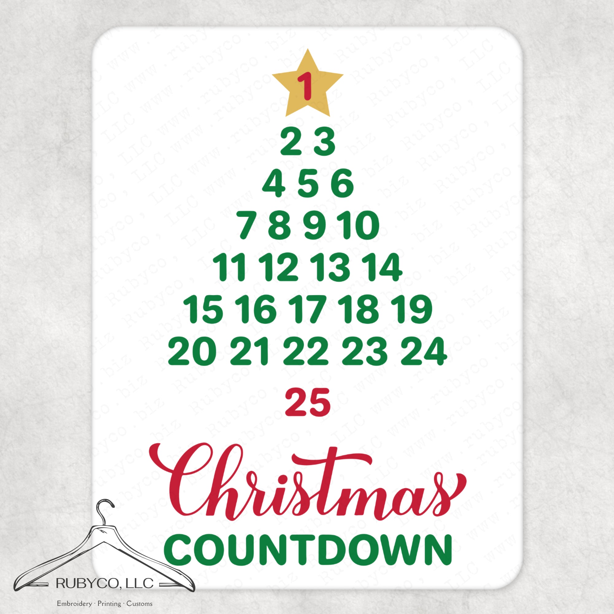 Christmas Countdown - Tree - Dry Erase Board