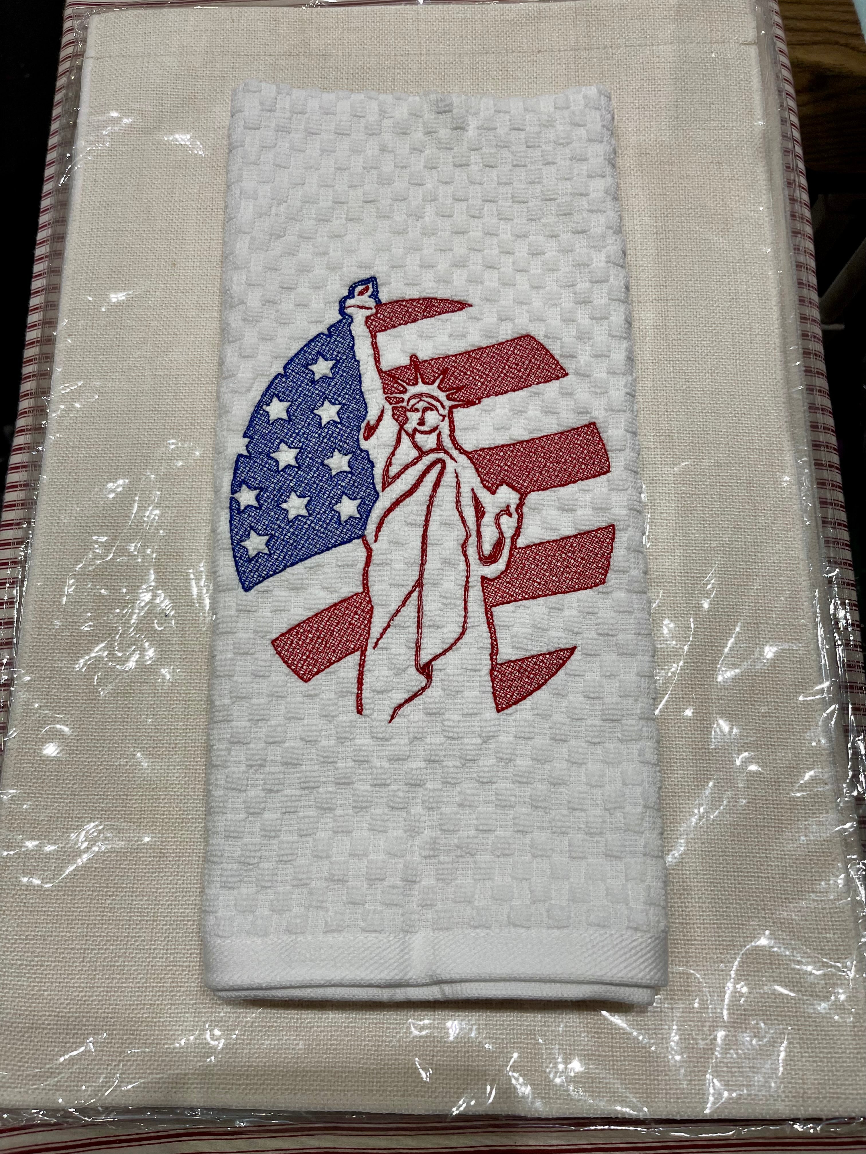 Lady Liberty Embroidered Hand Towels