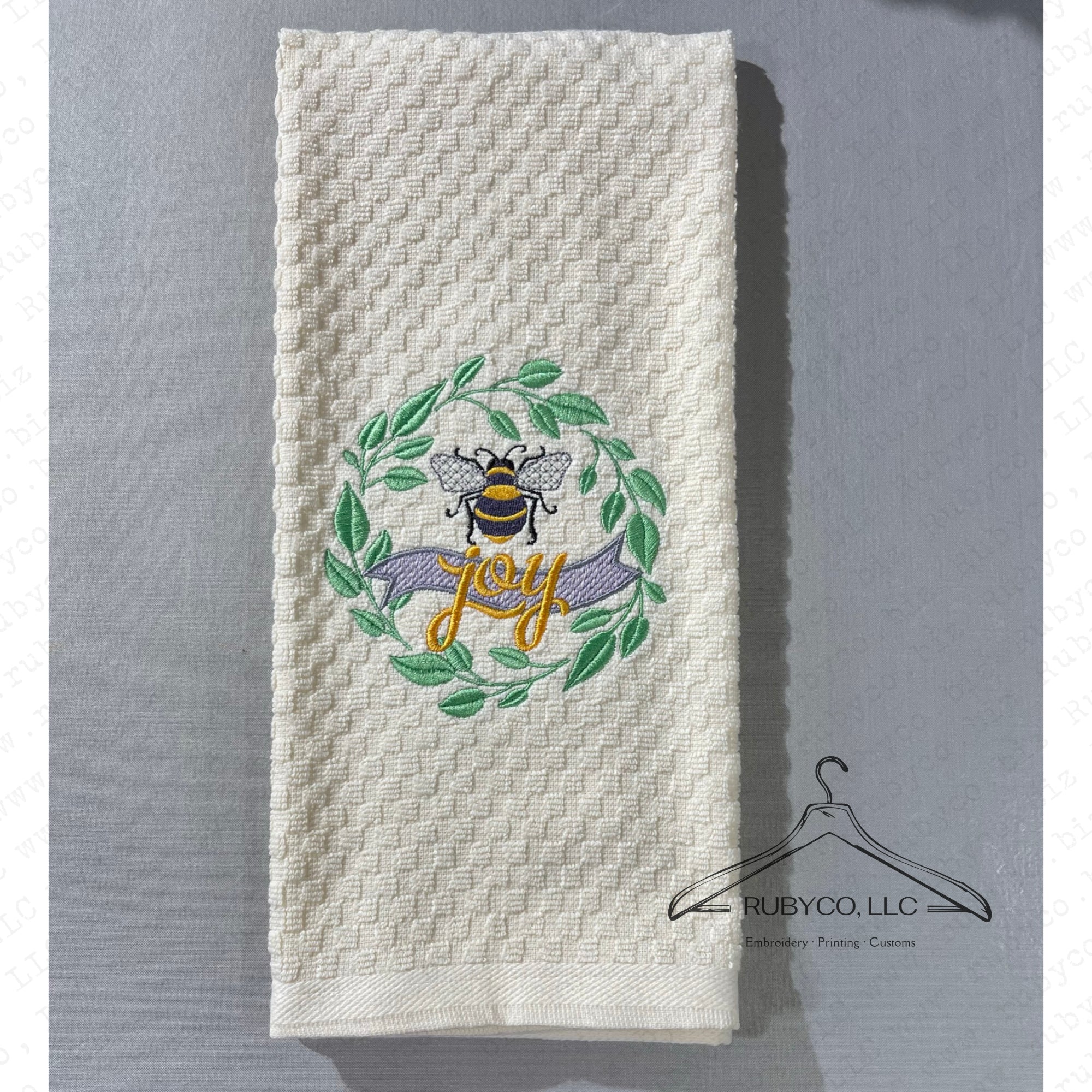 Bee Happy Embroidered Kitchen Towels