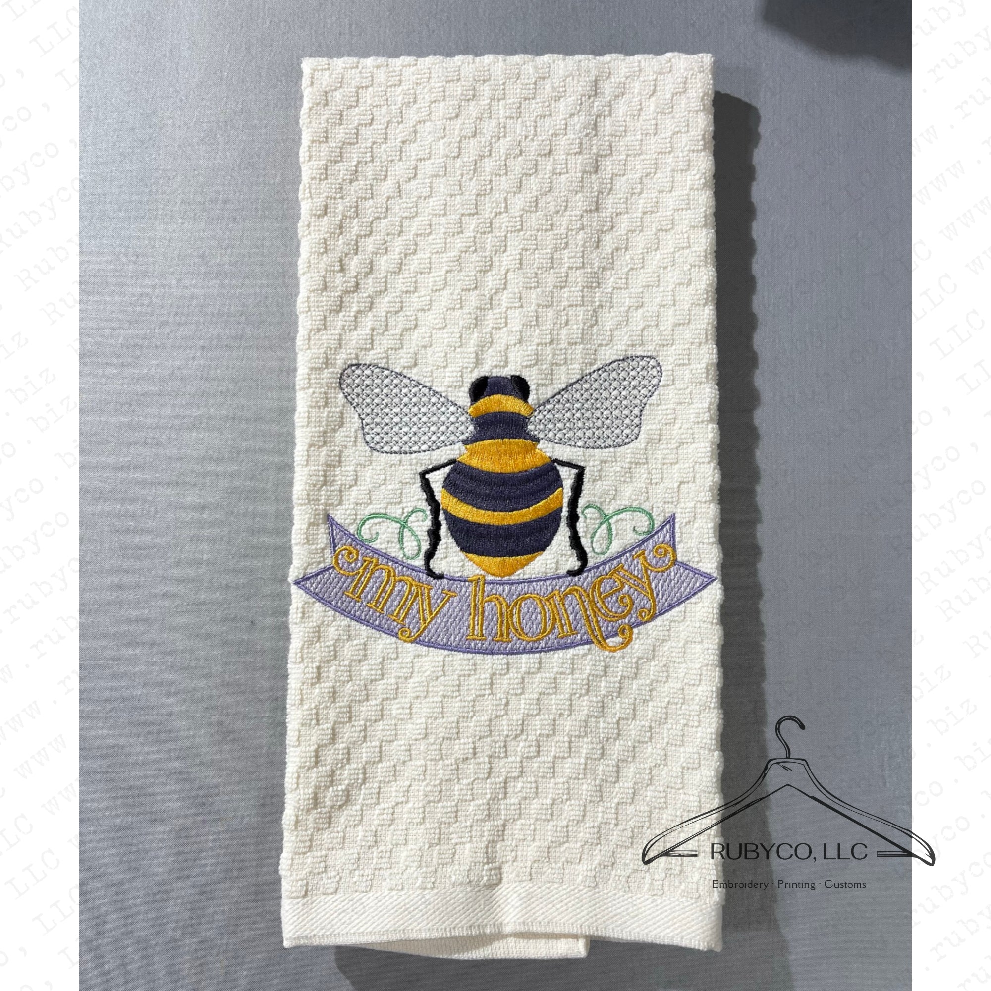 Bee Happy Embroidered Kitchen Towels