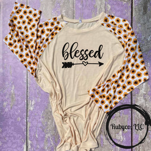 Blessed Arrow Sunflower Raglan T-shirt