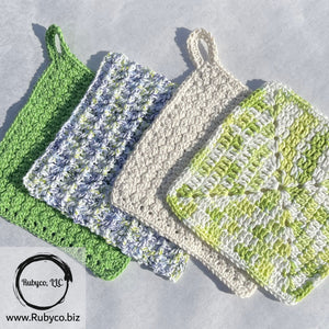 Crocheted Cotton Washcloths - Purples, Blues & Greens