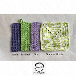 Crocheted Cotton Washcloths - Purples, Blues & Greens