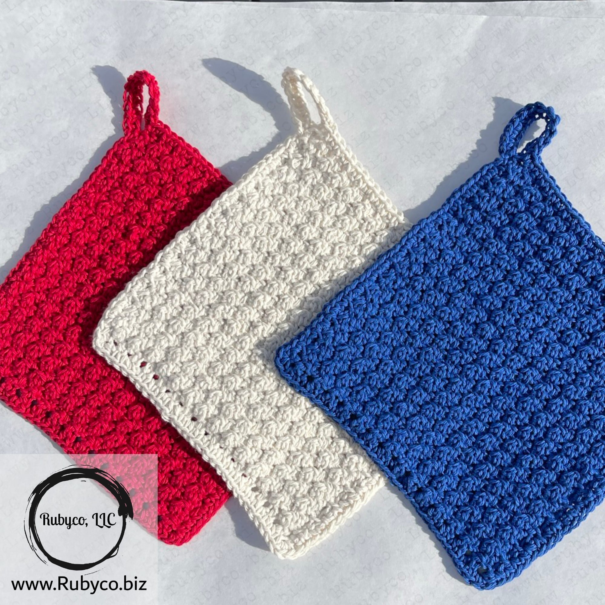 Crocheted Cotton Washcloths - Patriotic Collection