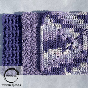 Crocheted Cotton Washcloths - Purples, Blues & Greens