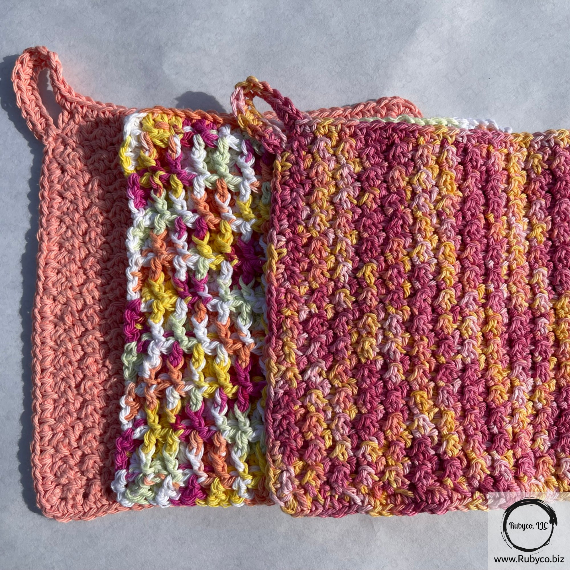 Crocheted Cotton Washcloths - Yellows & Oranges