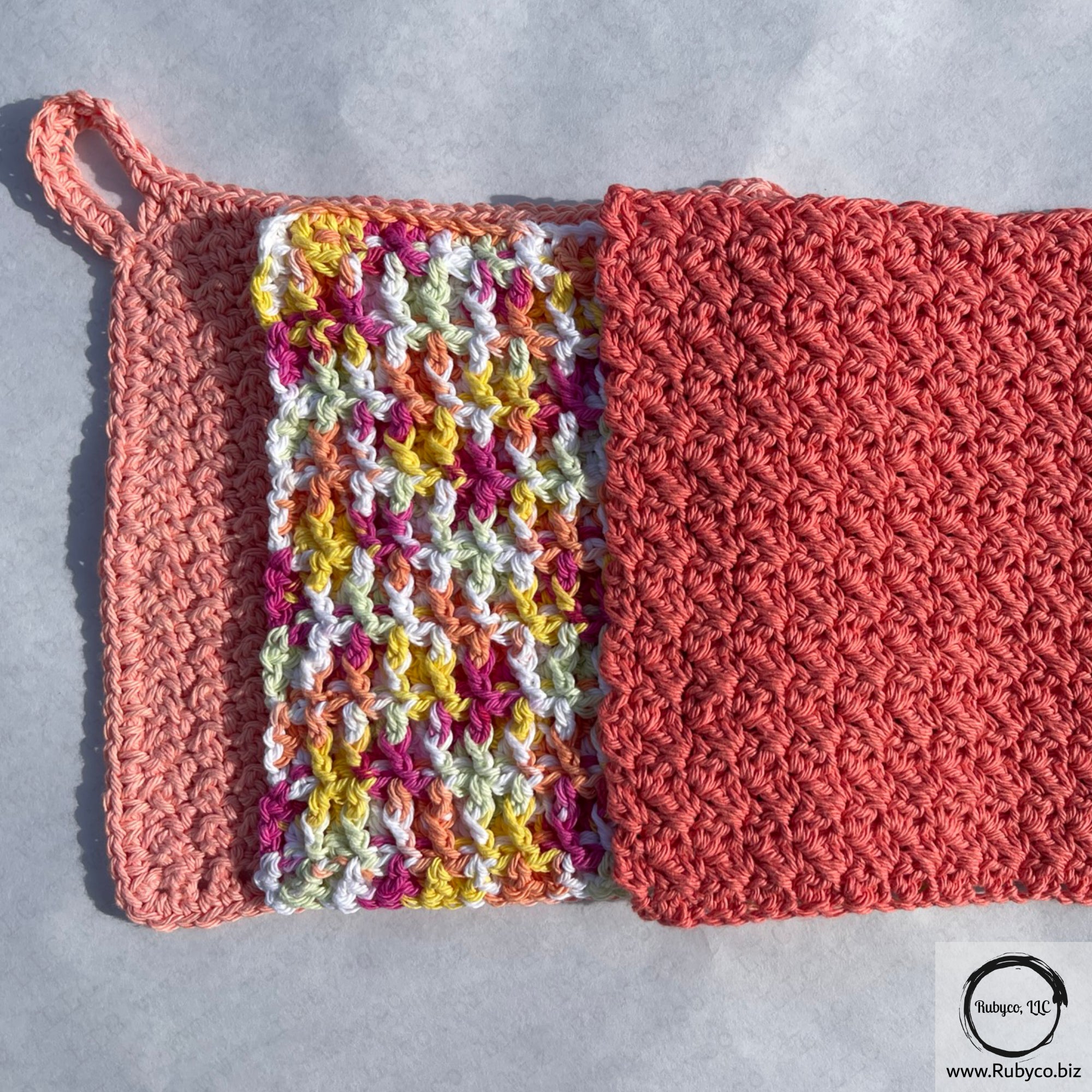 Crocheted Cotton Washcloths - Yellows & Oranges