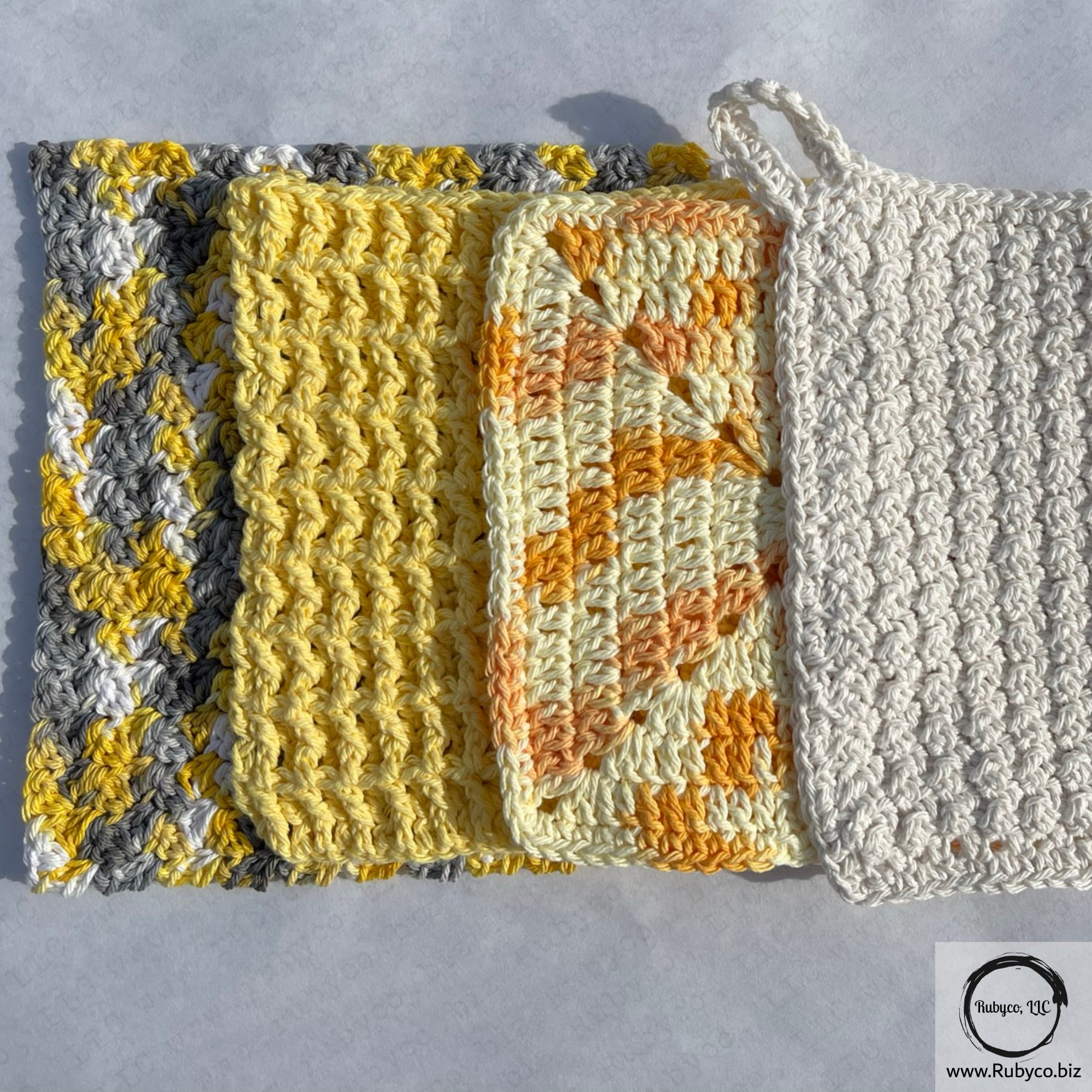 Crocheted Cotton Washcloths - Yellows & Oranges