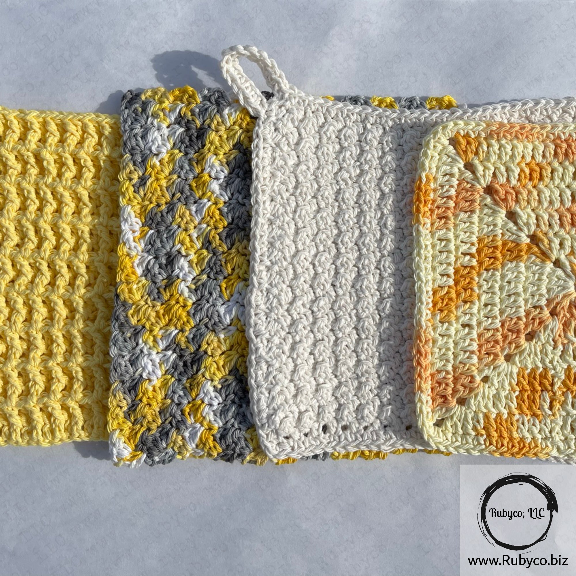 Crocheted Cotton Washcloths - Yellows & Oranges