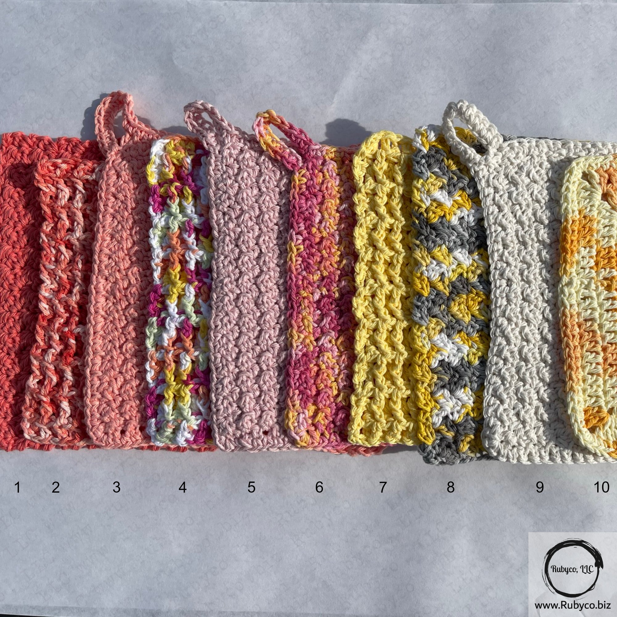 Crocheted Cotton Washcloths - Yellows & Oranges